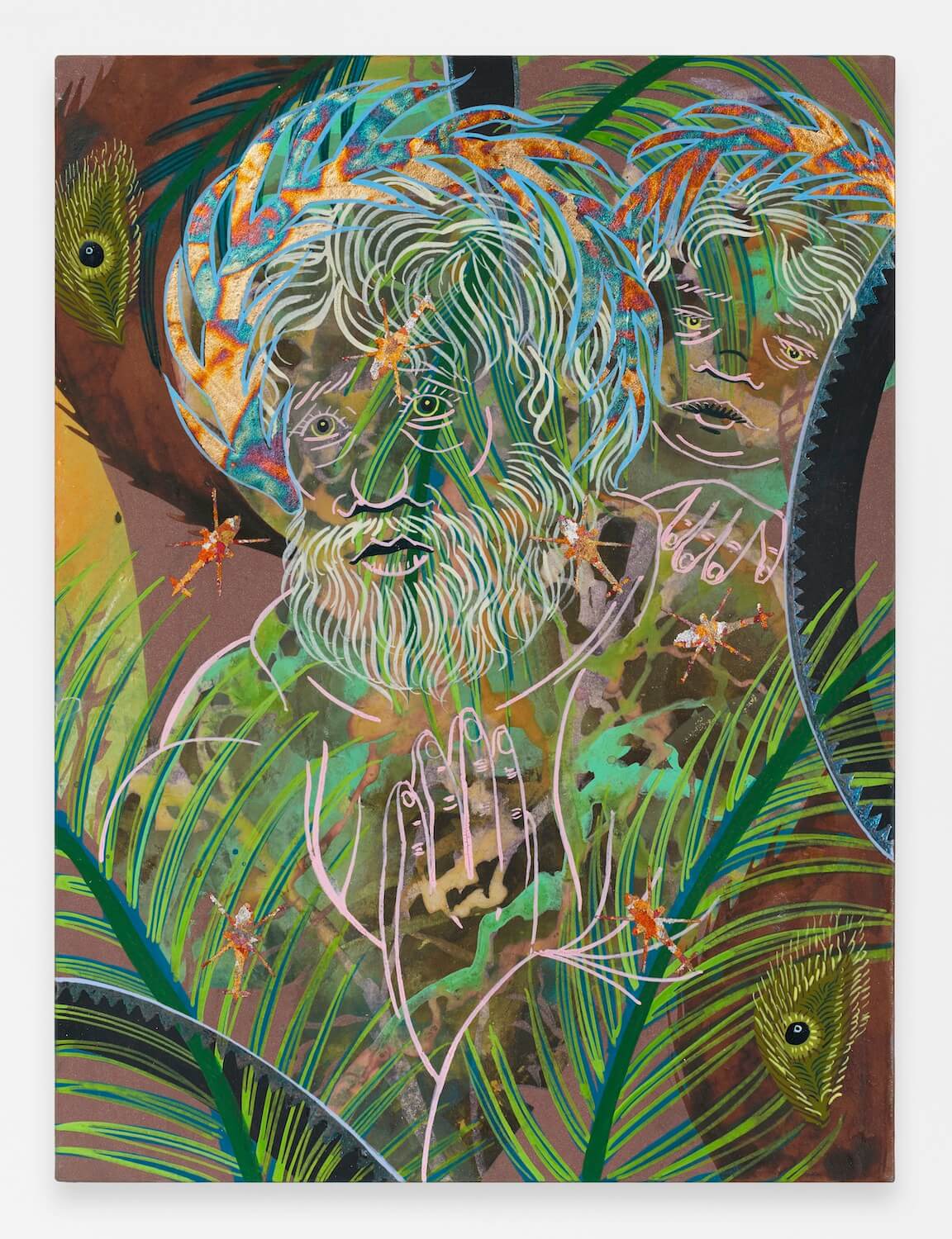 a painting of a saint in a jungle